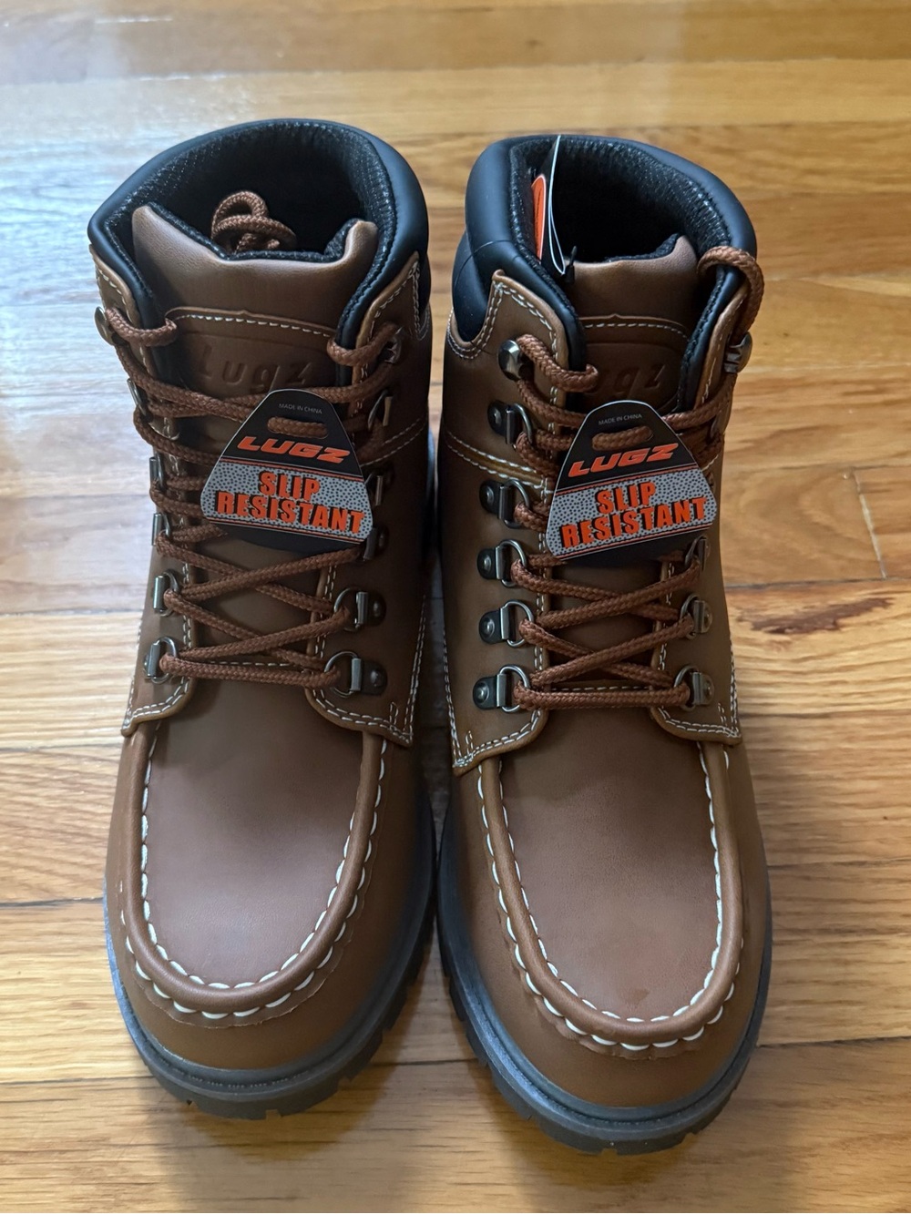 Men's Brown Lace-Up Slip-Resistant Work Boots